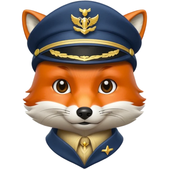 fox wearing a captain's hat emoji