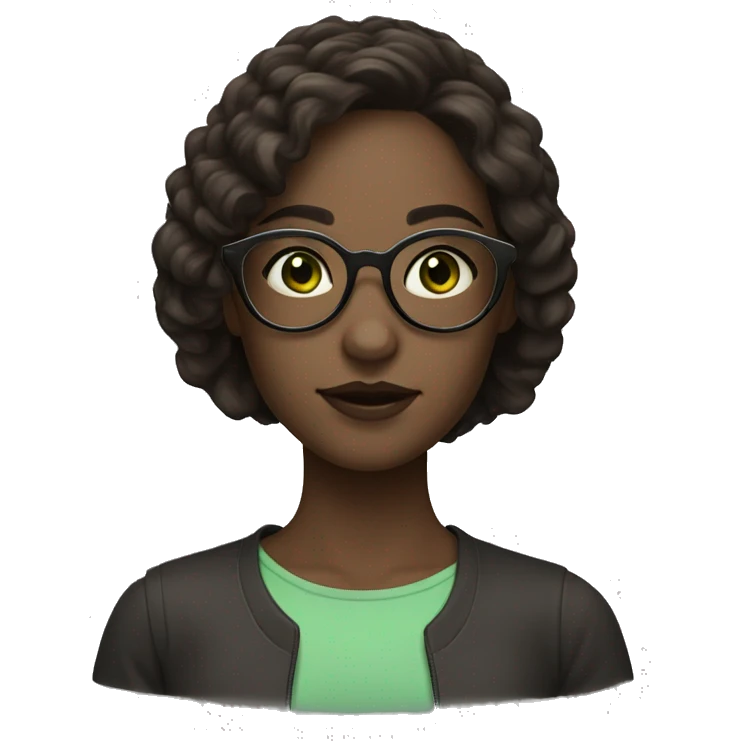 girl pale skin green eyes dark brown hair with circular glasses  emoji