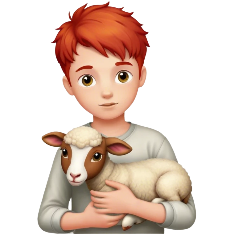 holy boy with red hair and lamb emoji