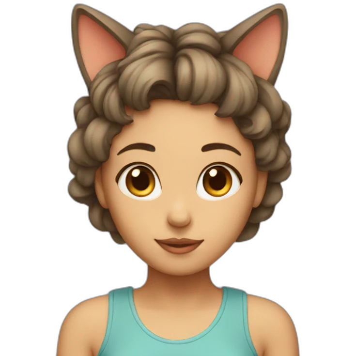 girl with cat on top of her head emoji