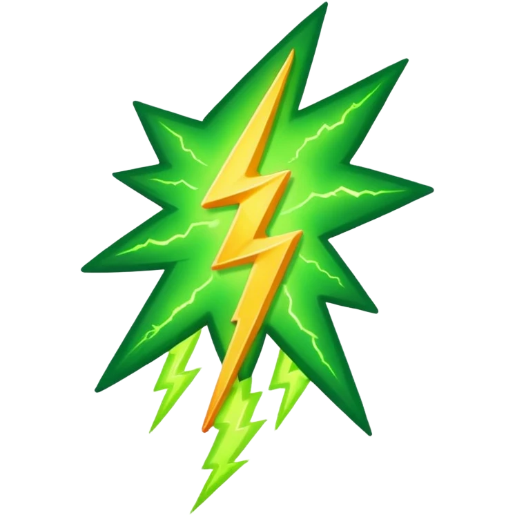 make warm light Green lightning emoji