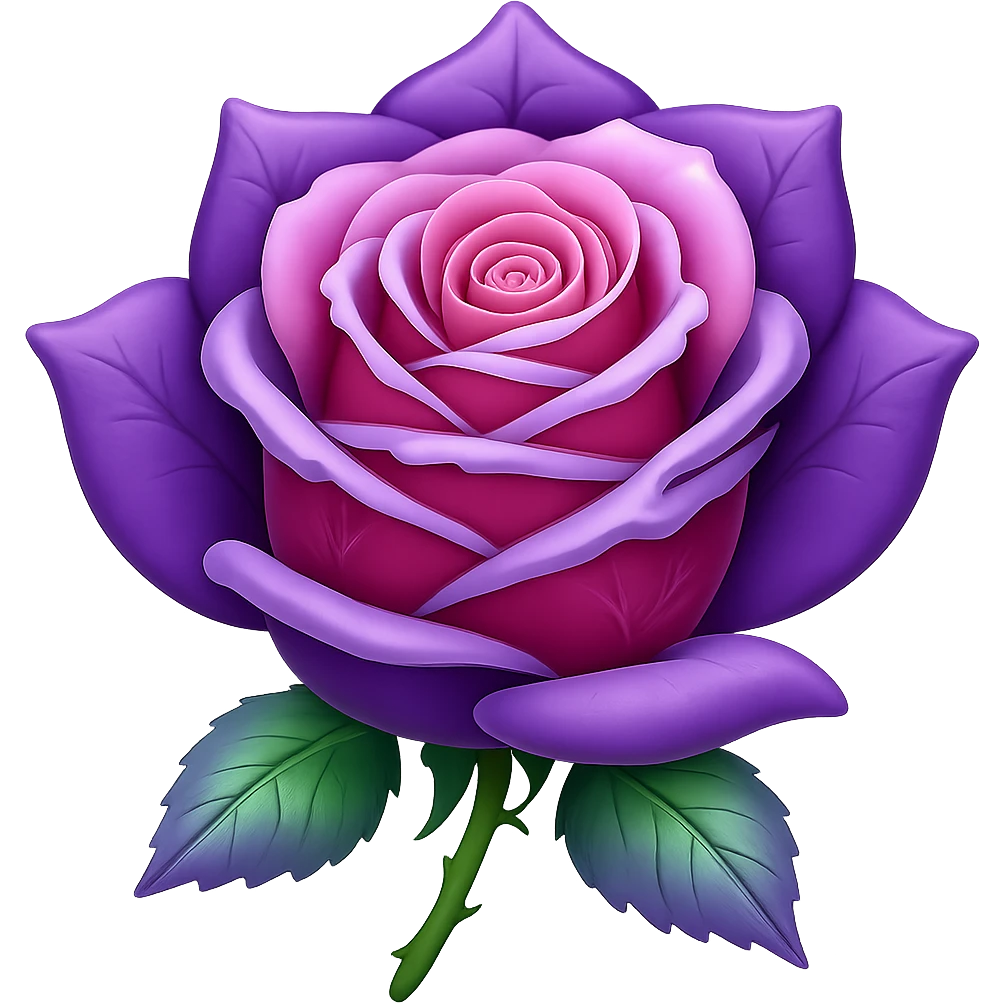 Make the ice rose purple in the style of emoji (apple style emojis). Remove the background. emoji