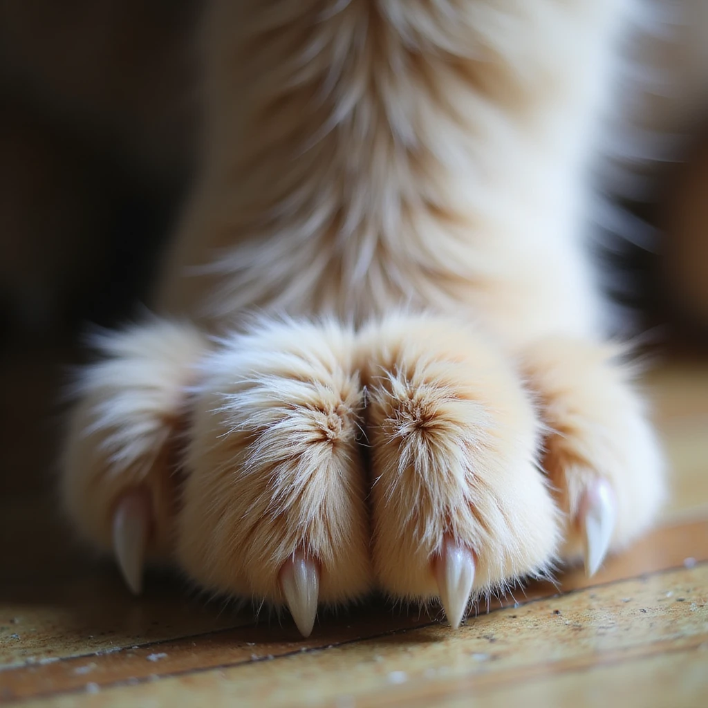 fluffy cat paw, realistic texture, soft lighting, gentle shadows emoji