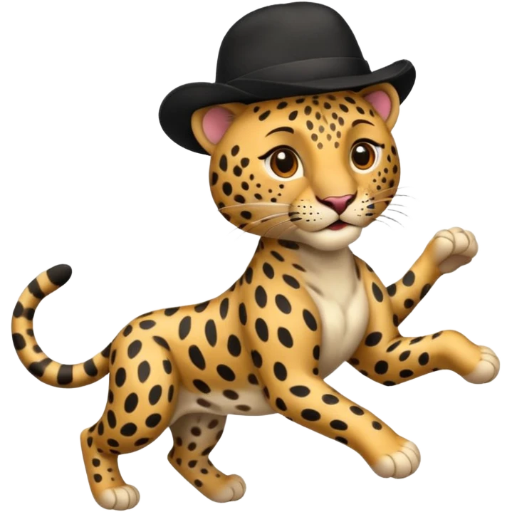 running leopard in a black hat emoji