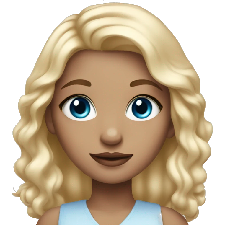 a girl with blonde hair and blue eyes with delicate make-up  emoji