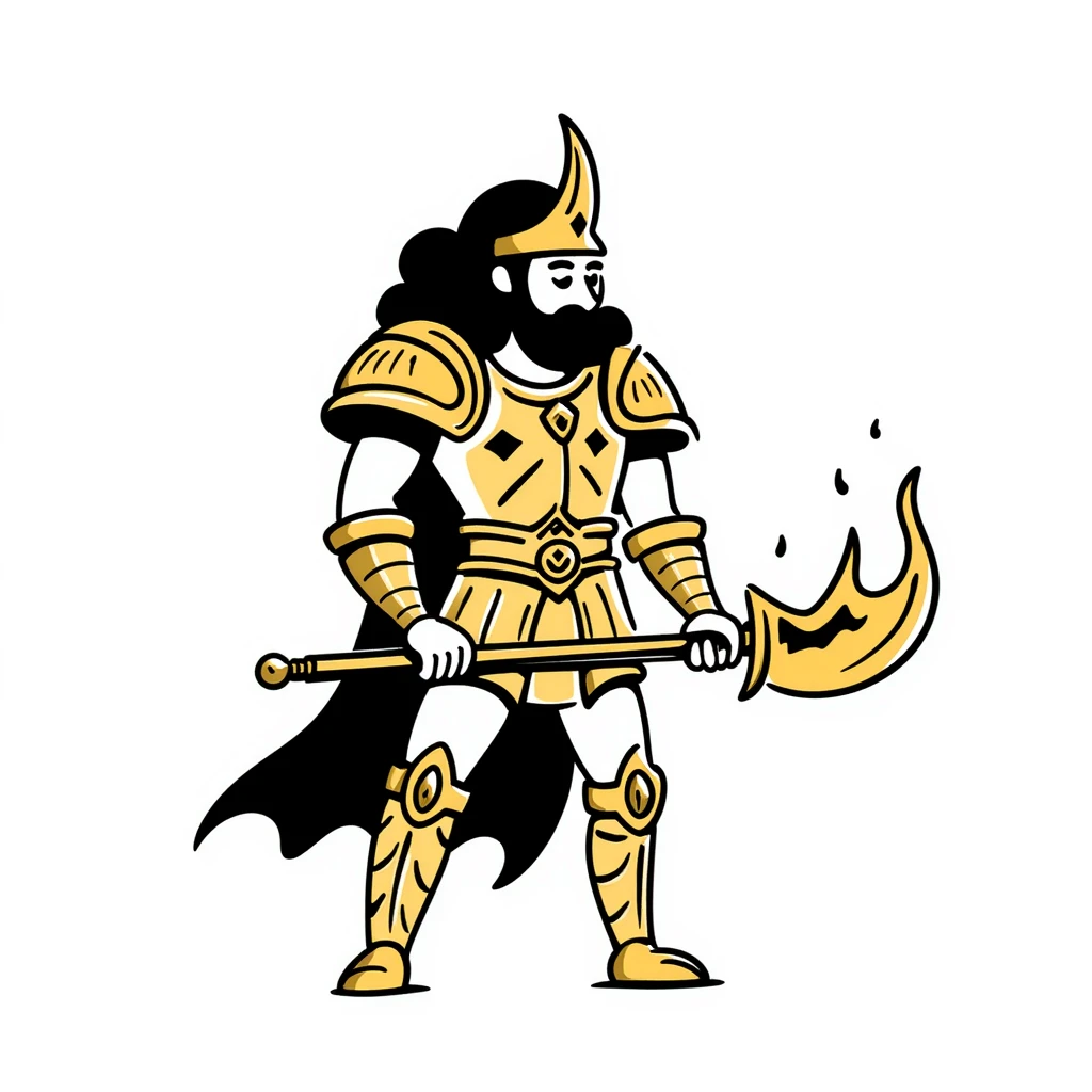 Emperor of Mankind from Warhammer 40K with golden armor and a large flaming sword emoji