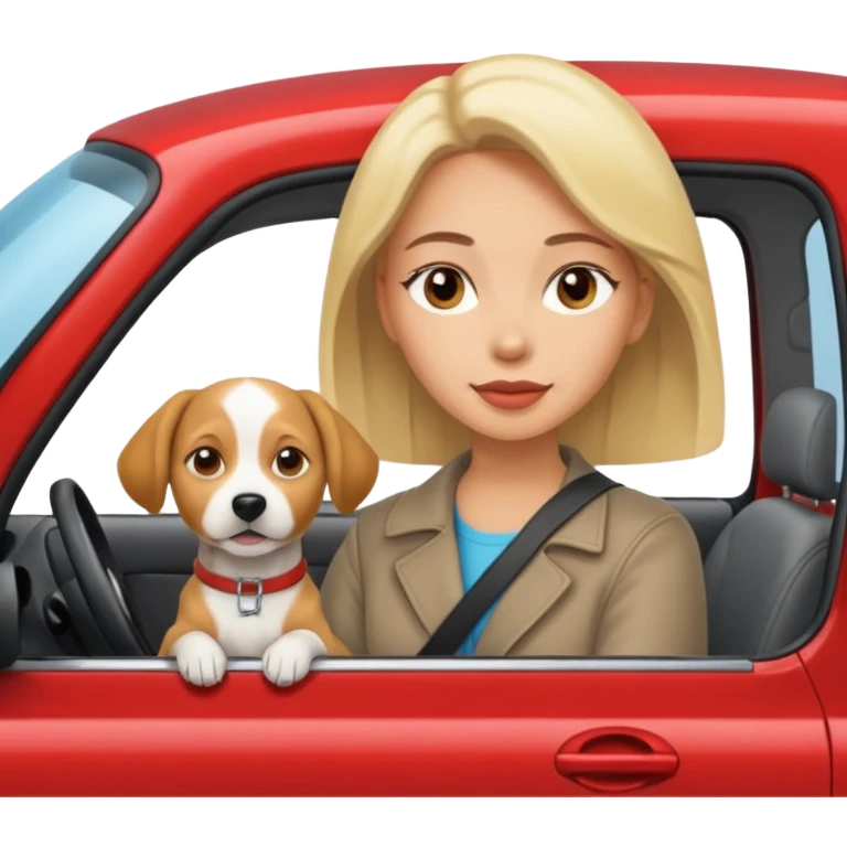 woman in the car with her dog emoji