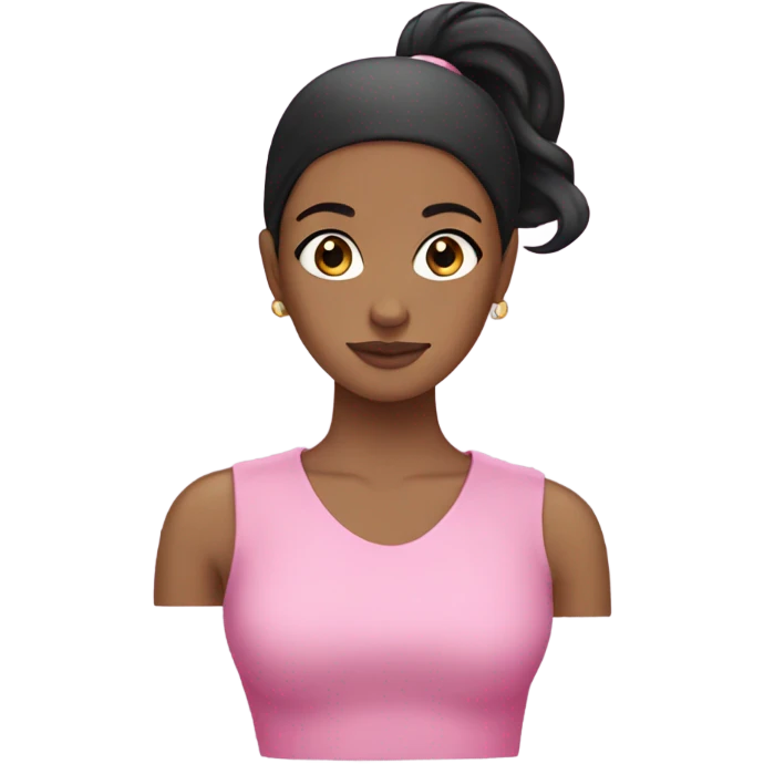 A brown girl with a black pony tail and pink everything  emoji