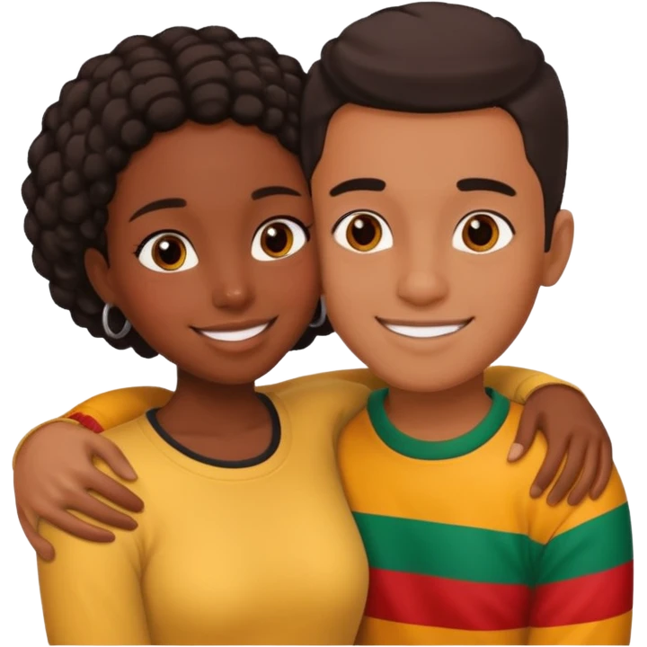 Couple in love black girl and Mexican boy  emoji