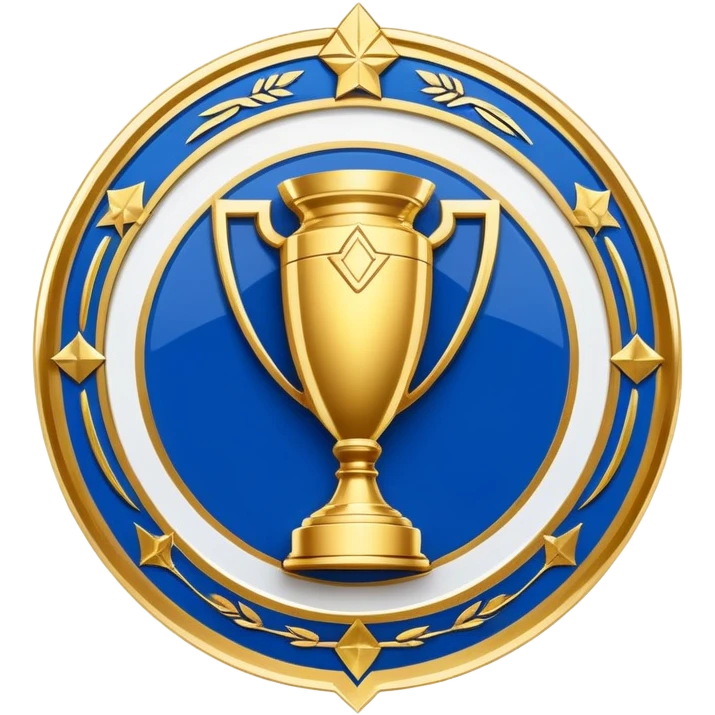 Israeli Premier League champions plate, shiny gold and blue, simple and iconic emoji