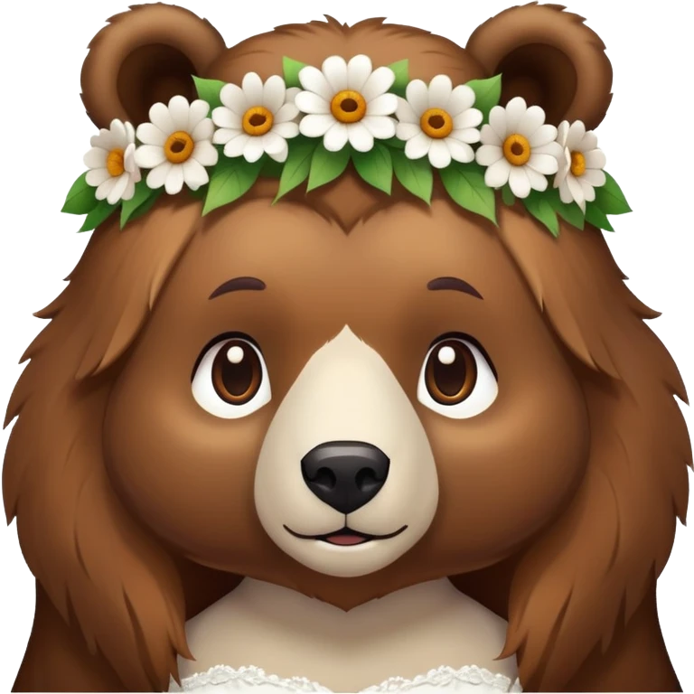 bear in wedding dress with flower crown emoji