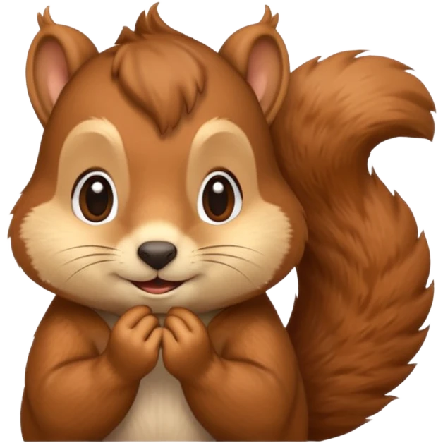 a squirrel with a hand on its chin, looking up, cute emoji style emoji