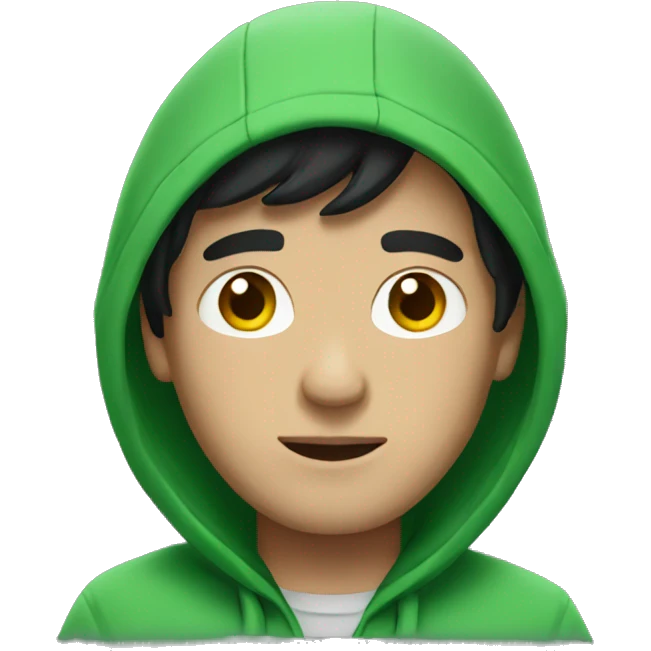 Black-haired white guy in green hoodie  emoji
