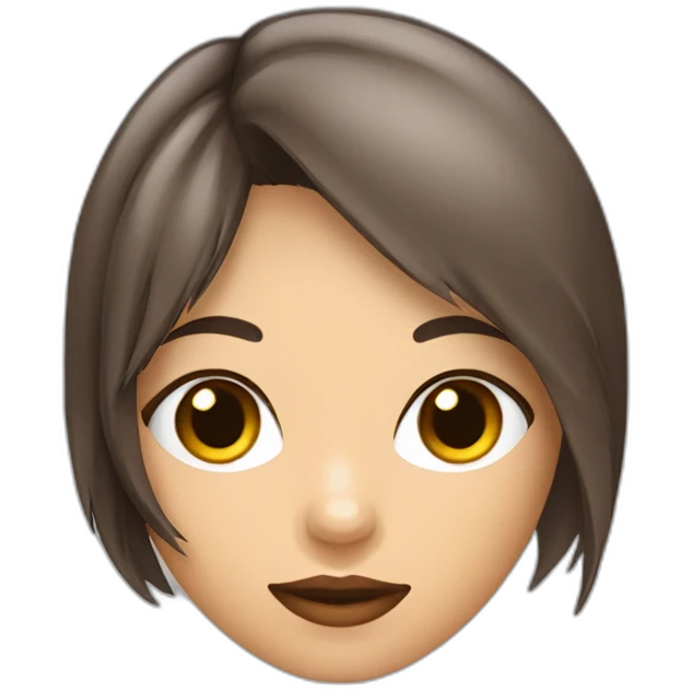 Brunette bruine ogen en visszrshoedje en wolfcut emoji