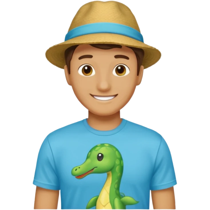 A handsome guy looks bold and brash, wears a t shirt and has a hat emoji
