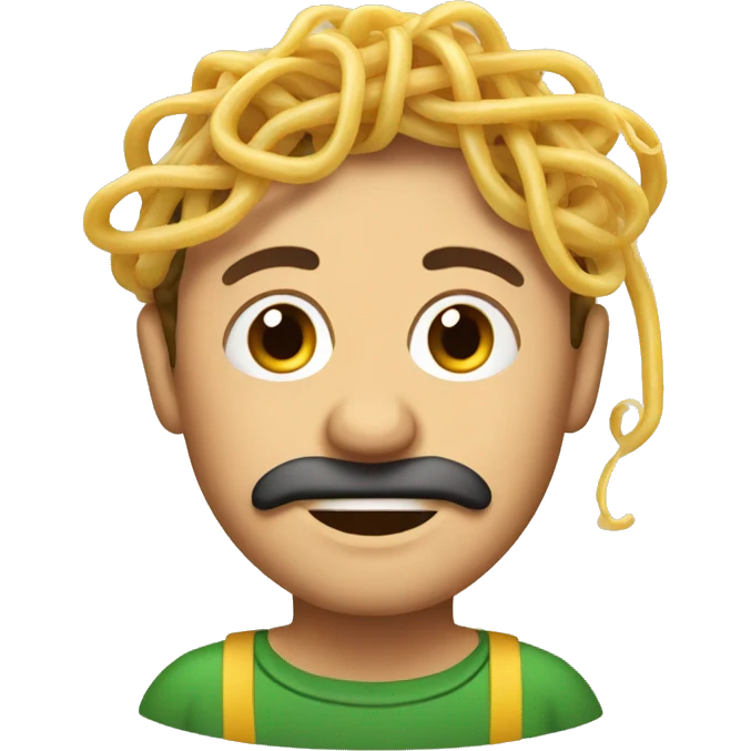 man with spaghetti as hair emoji
