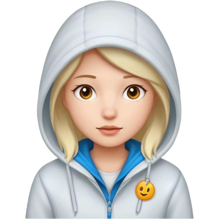 Girl, cold White Coat with Hoodie  emoji