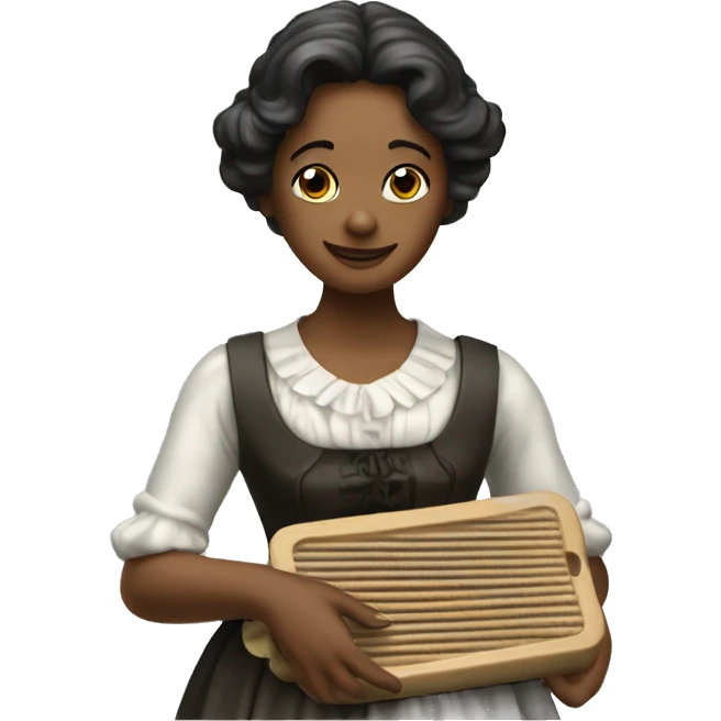 Victorian lady holding soap and washboard  emoji