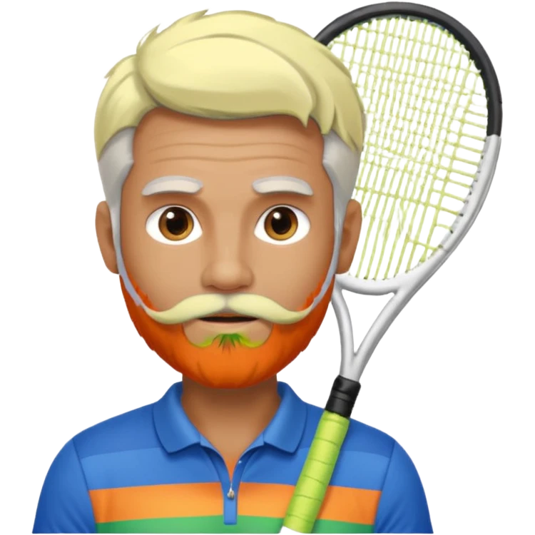 Male Tennis player with silver hair and beard dressed in Pride colors  emoji
