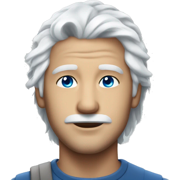 White hair, blue ocean eyes, gorgeous and handsome emoji