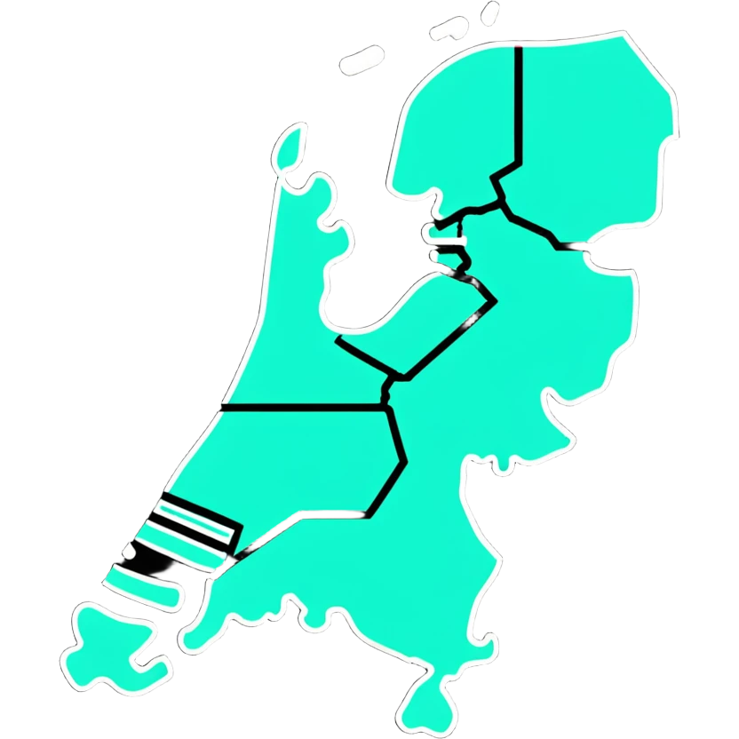 Colorful map of the Netherlands with iconic Dutch symbols emoji