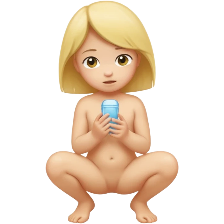 Child girl peeing naked squatting emoji