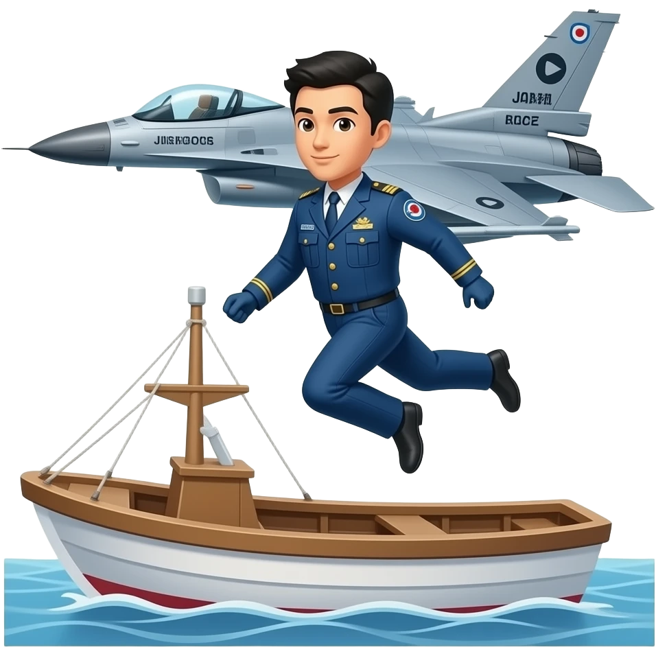 Japanese Air Force man flying his jet into a boat emoji