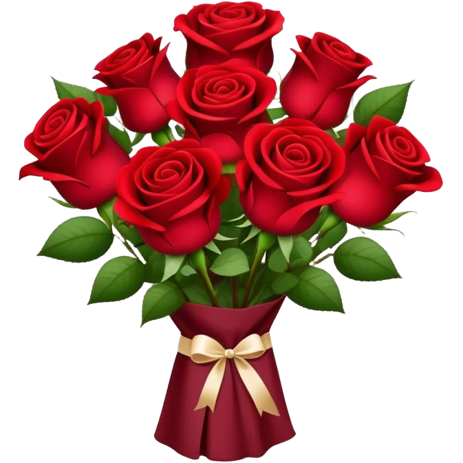 Bouquet of red roses in a burgundy package emoji