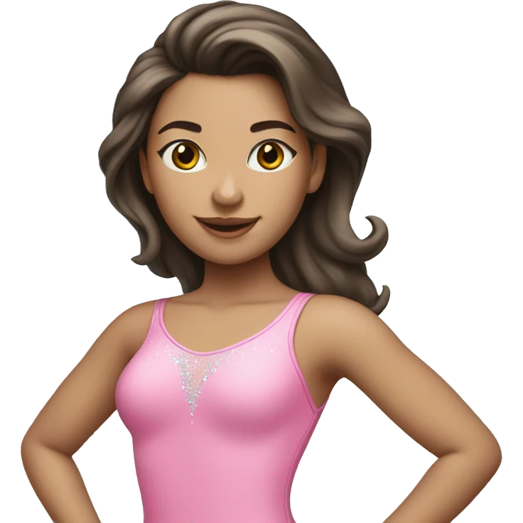 brunette ice skating pink bodysuit emoji