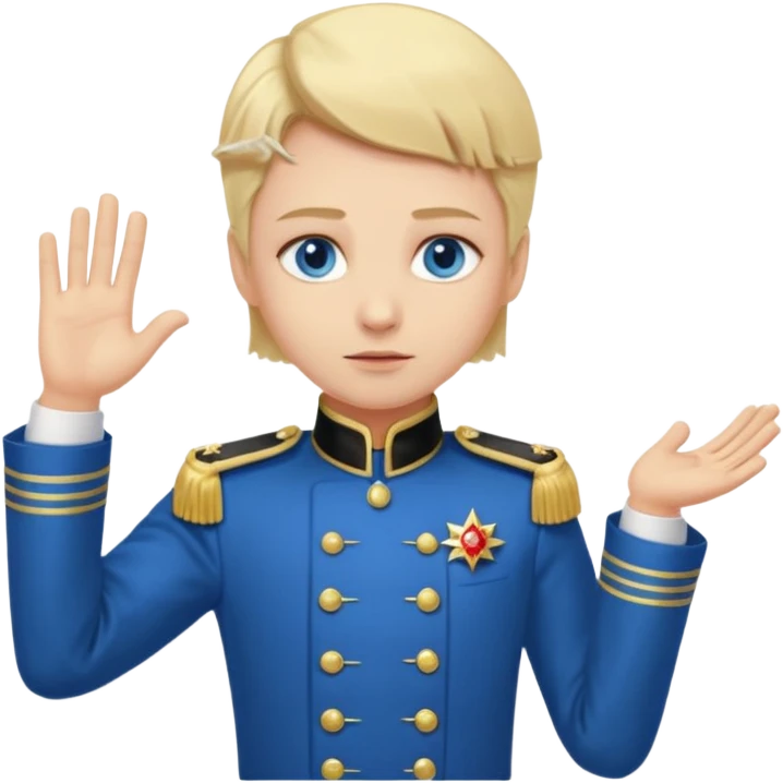 cute, authoritarian leader with a body giving orders, regal clothes emoji