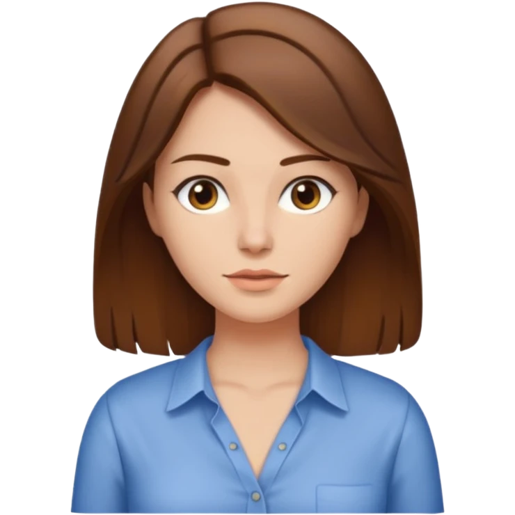 Woman with brown hair and middle part low cut shirt  emoji