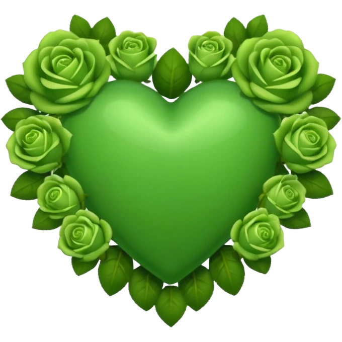 Green Heart with green roses  emoji