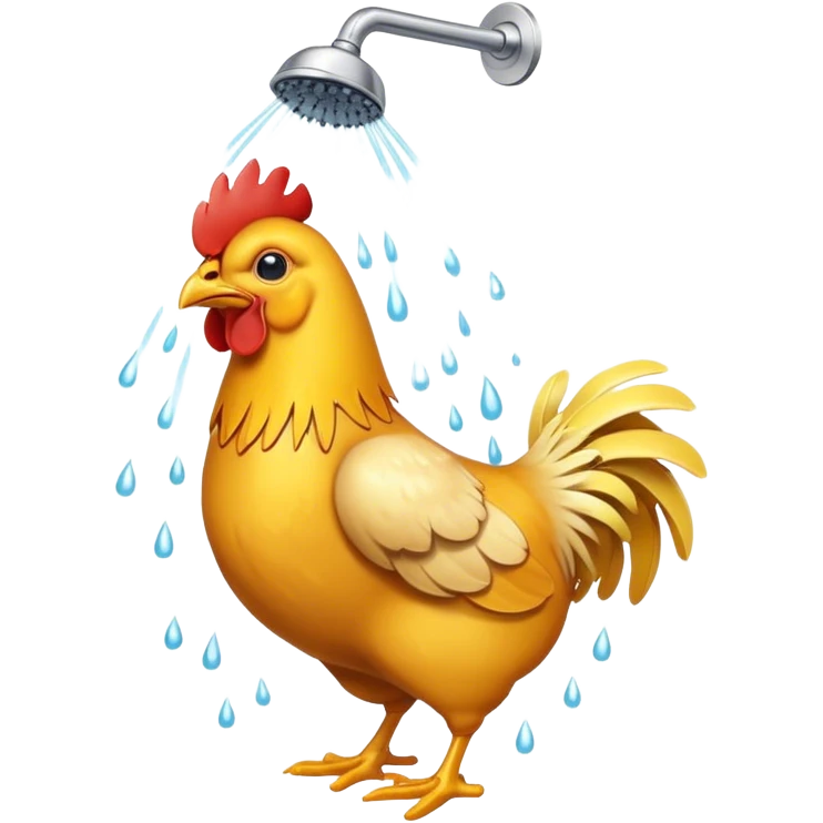 Cute cartoon chicken taking a shower emoji
