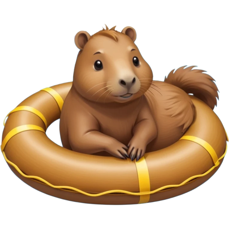 A capybara is lying on a swimming ring in the pool emoji