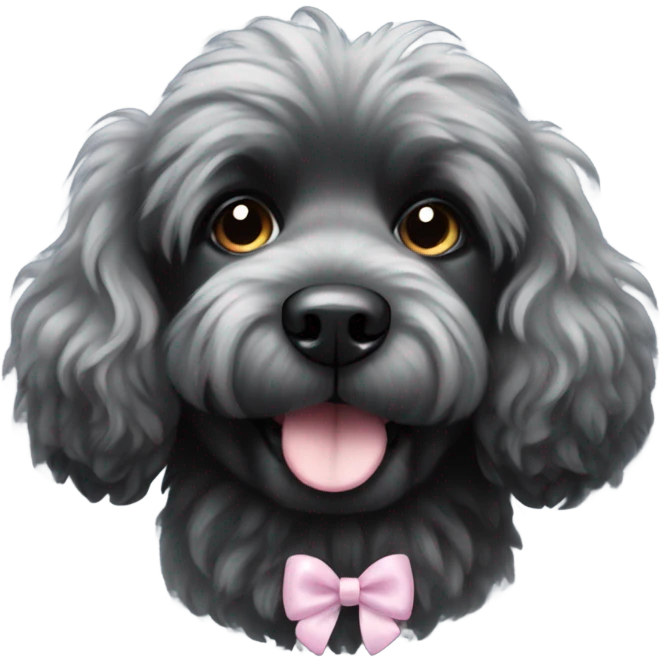 Black fluffy dog with bow emoji