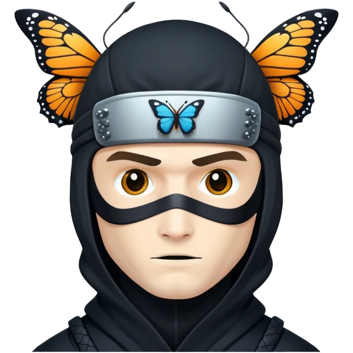 Crea un emoji con estos dos emoji 🥷🏻🦋
él ninja de piel blanca con la mariposa posada en cabeza como si estuviera volando. emoji