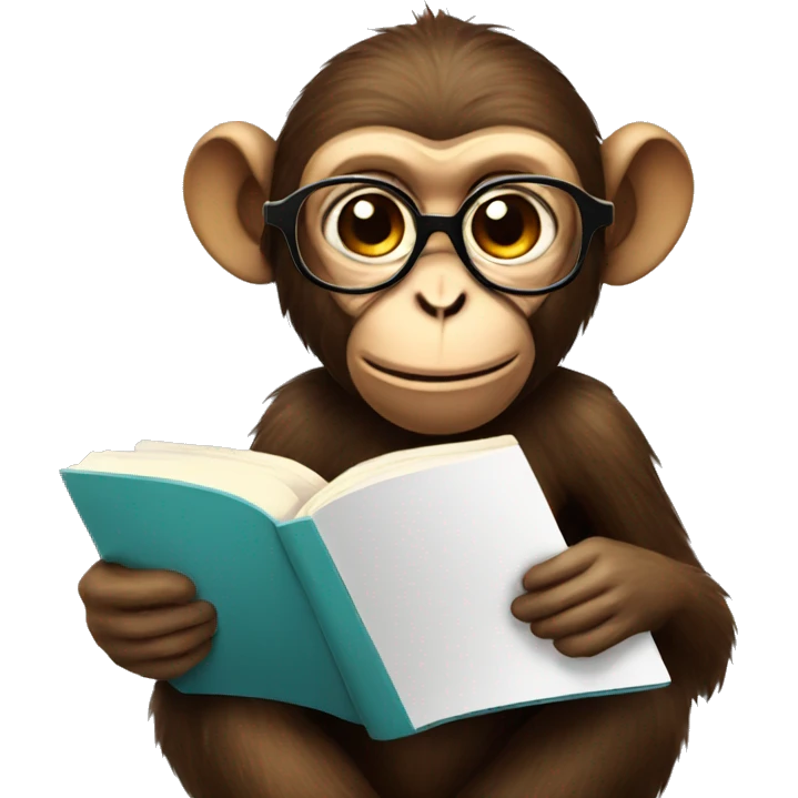 monkey with glasses reading a book  emoji