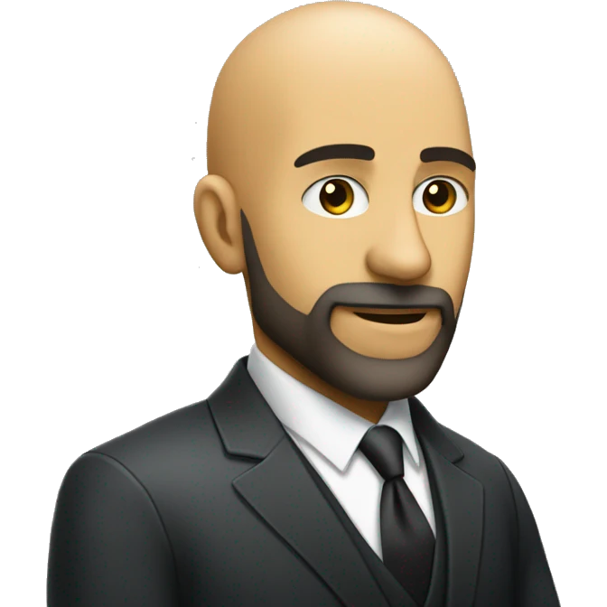 a head of a bald brazilian man with a beard, wering a suit, singer, jazz emoji