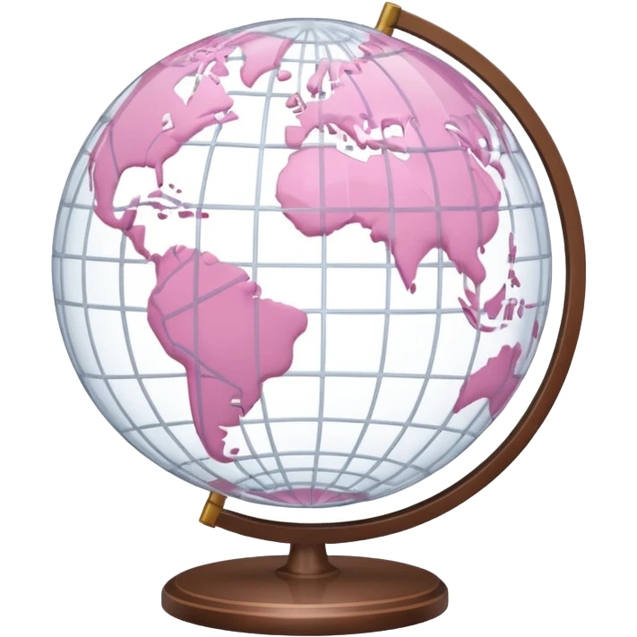globe surrounded by white and light pink network connections emoji