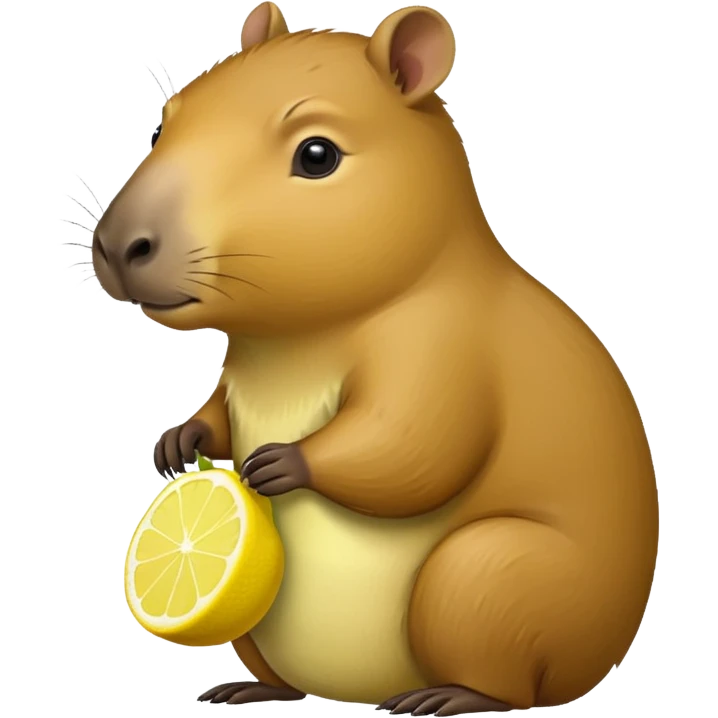 Capybara  holding  lemon emoji