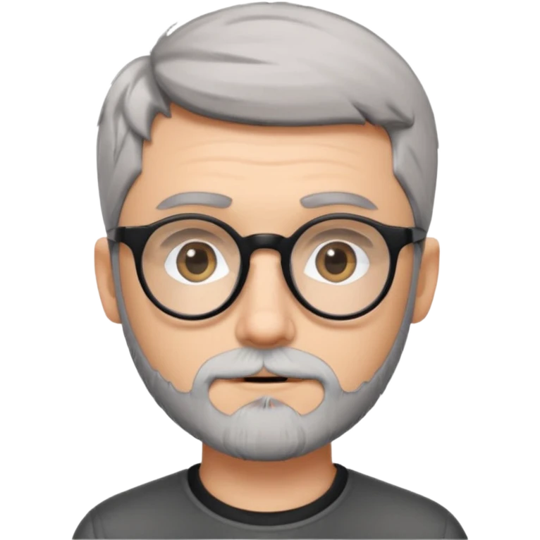 homme jeune blanc cheveux gris court lunettes rondes noir et petite barbe  emoji
