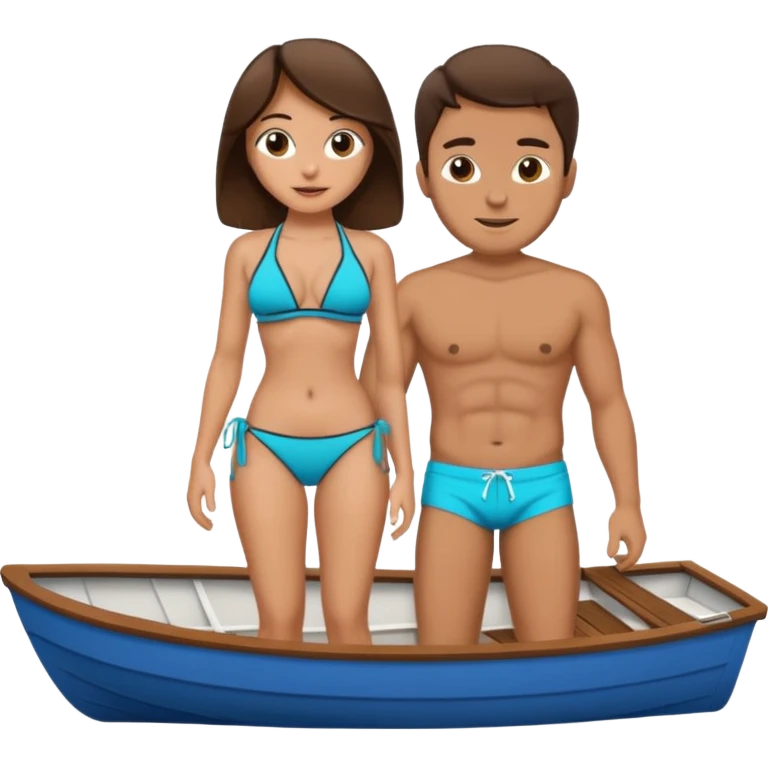 brunette man in a bikini on a boat emoji