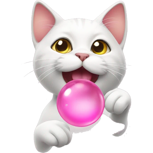 cat blowing pink bubbles  emoji