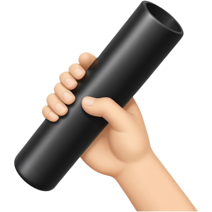 a hand holding a black tube emoji