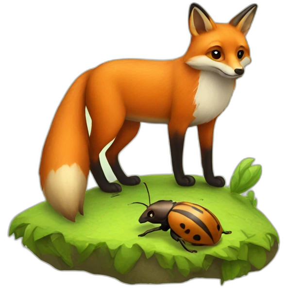 Fox and a beetle emoji