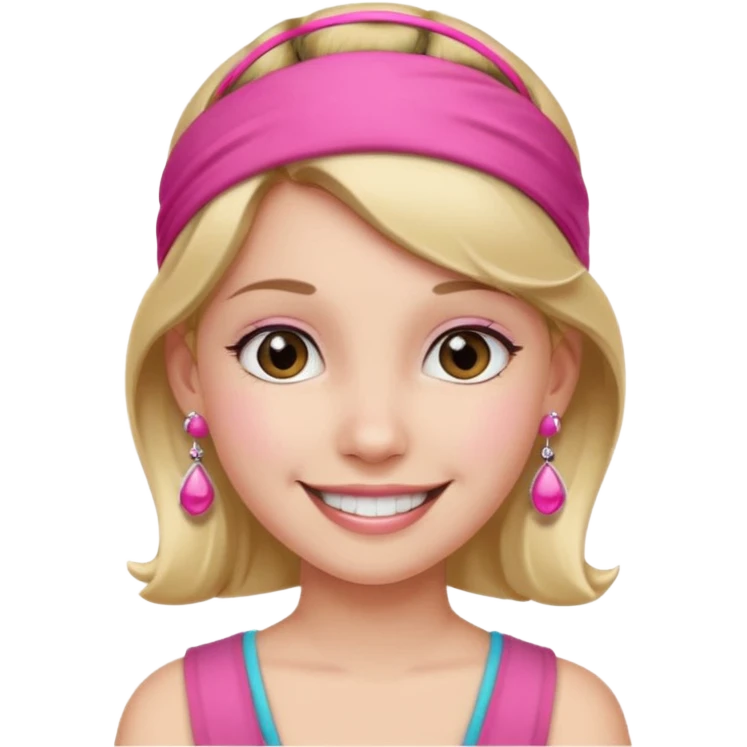 Fashion girl with pink headband and earrings, half body emoji