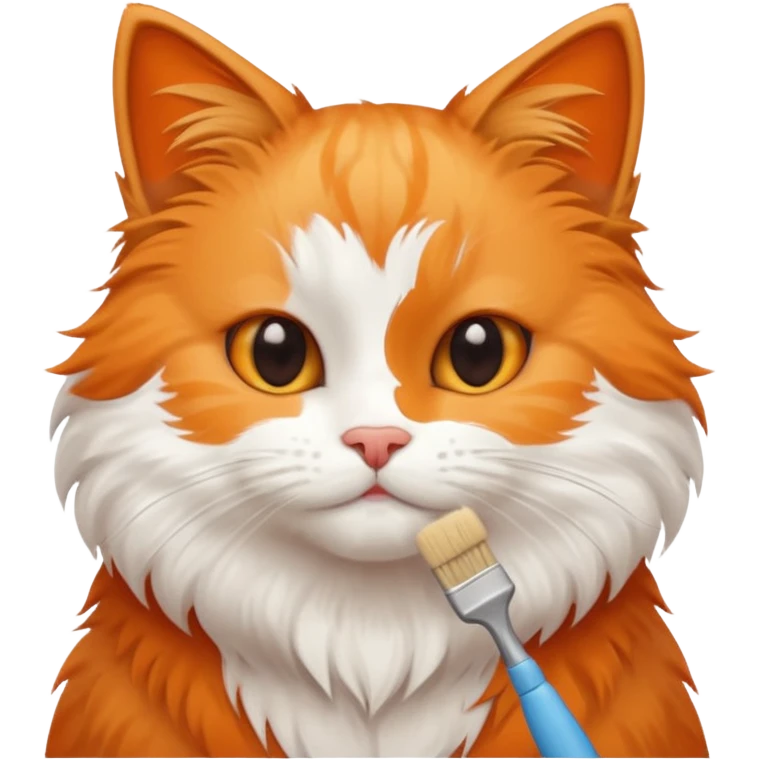 Cute cat brushing hair and cleaning emoji