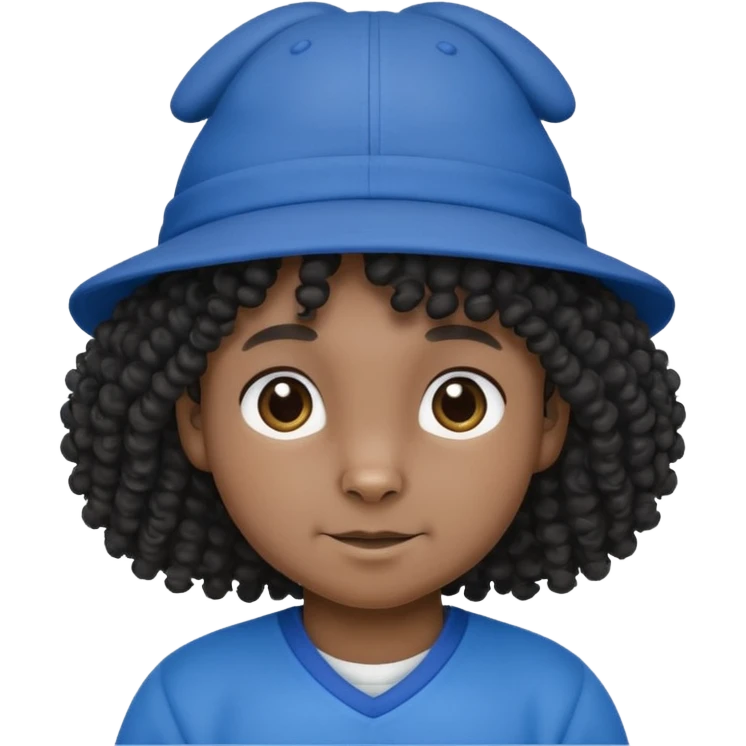 curly hair black rabbit with blue jersey and hat emoji