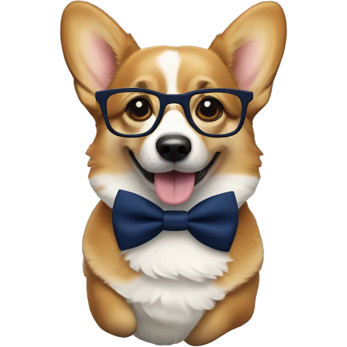 corgi with navi blue bow tie and glasses emoji