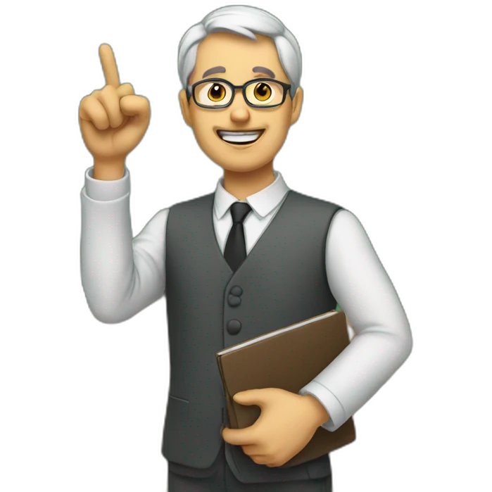 a teacher showing something with his finger emoji